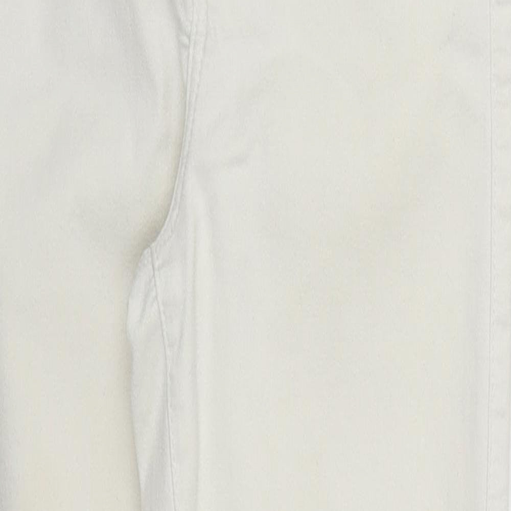 Topshop Womens White  Cotton Cropped Jeans Size 24 in L24 in Regular Zip