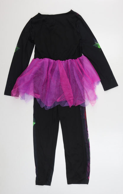 Hallow Scream Girls Black  Polyester Top One Piece Size 9-10 Years  Hook & Loop - Skeleton Fancy Dress