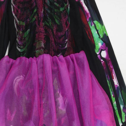 Hallow Scream Girls Black  Polyester Top One Piece Size 9-10 Years  Hook & Loop - Skeleton Fancy Dress