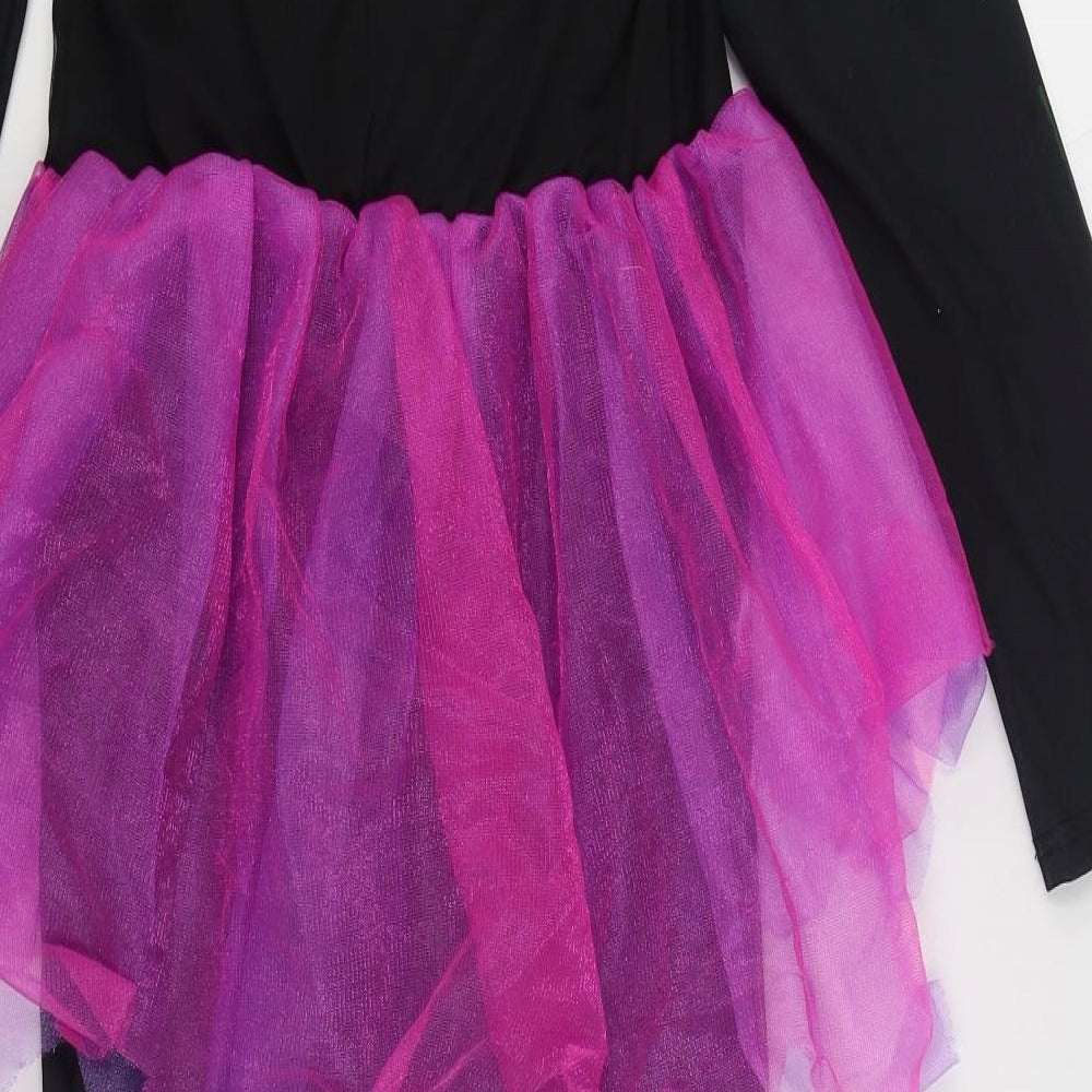 Hallow Scream Girls Black  Polyester Top One Piece Size 9-10 Years  Hook & Loop - Skeleton Fancy Dress