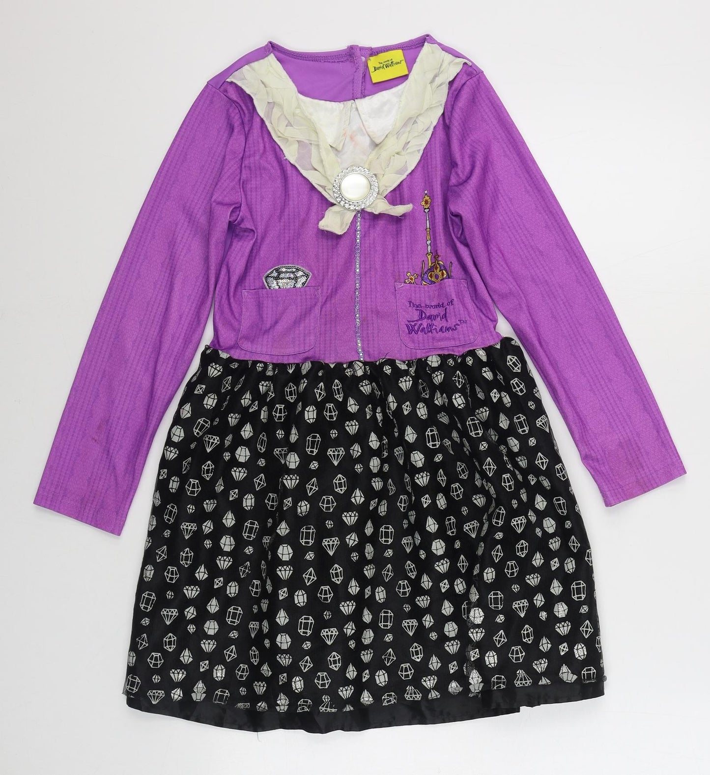 Tesco Girls Pink  Polyester Skater Dress  Size 7-8 Years  Round Neck Hook & Loop