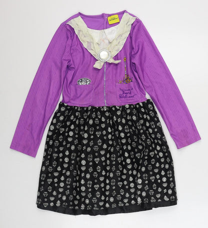 Tesco Girls Pink  Polyester Skater Dress  Size 7-8 Years  Round Neck Hook & Loop