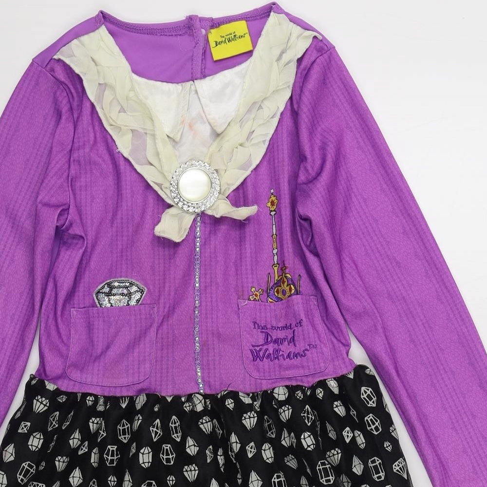 Tesco Girls Pink  Polyester Skater Dress  Size 7-8 Years  Round Neck Hook & Loop