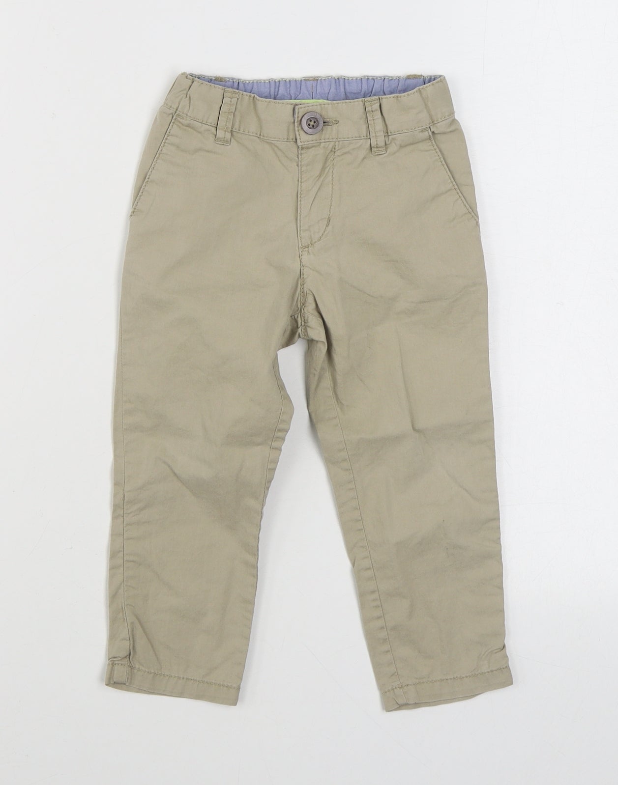 H&M Girls Beige  100% Cotton Chino Trousers Size 3 Years  Regular Zip