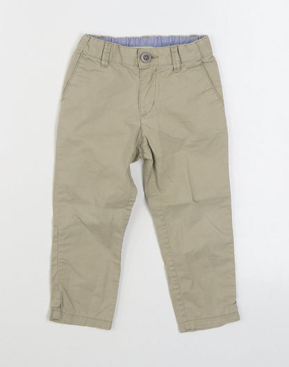 H&M Girls Beige  100% Cotton Chino Trousers Size 3 Years  Regular Zip
