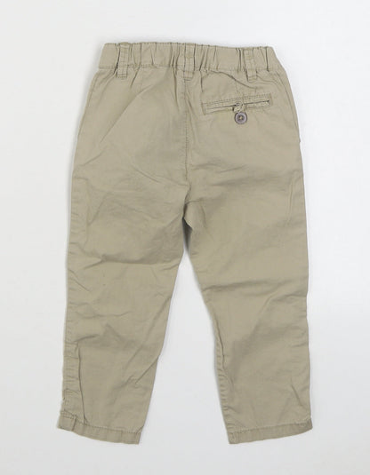 H&M Girls Beige  100% Cotton Chino Trousers Size 3 Years  Regular Zip