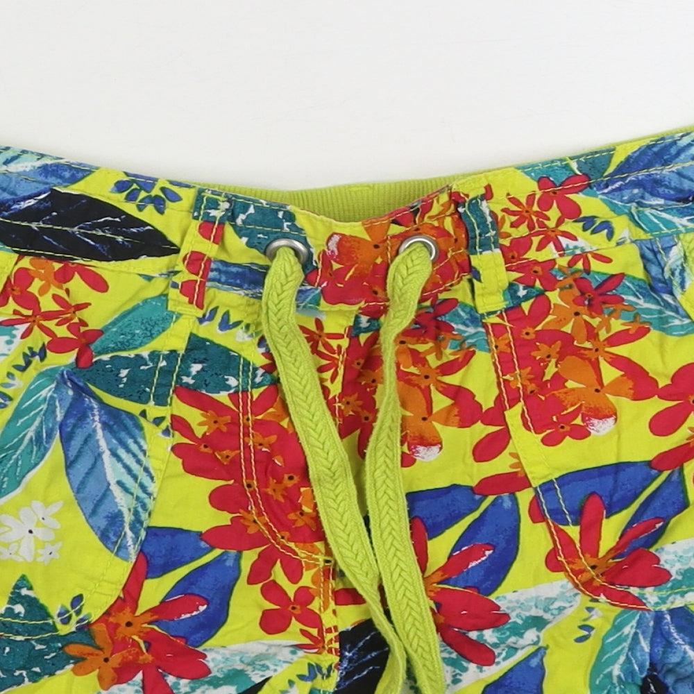 George Womens Multicoloured Floral 100% Cotton Sweat Shorts Size 10  Regular Tie