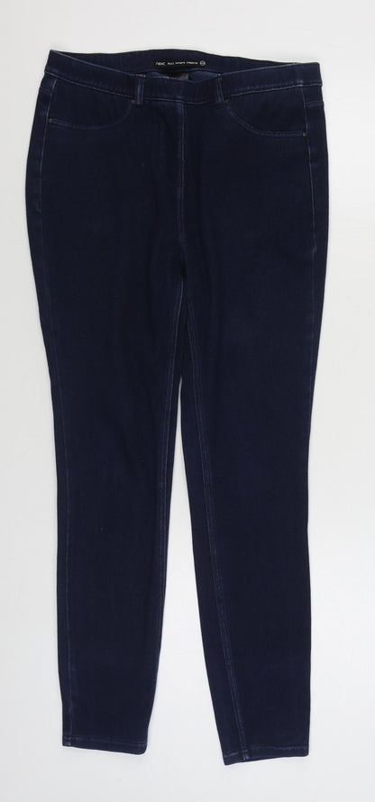 NEXT Womens Blue  Cotton Skinny Jeans Size 10 L26 in Regular Zip