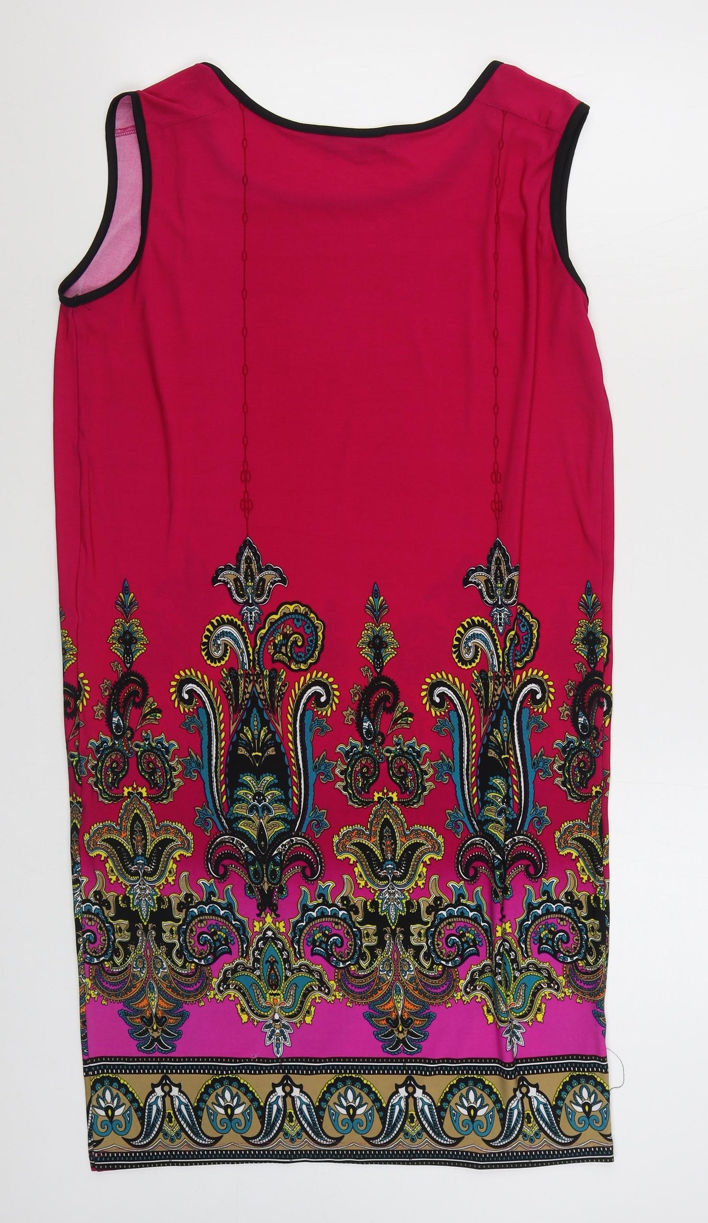 Print Fusion Womens Pink Geometric Polyester T-Shirt Dress  Size S  Scoop Neck Pullover