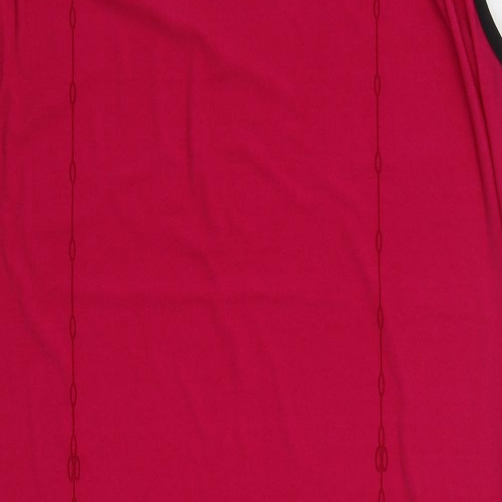 Print Fusion Womens Pink Geometric Polyester T-Shirt Dress  Size S  Scoop Neck Pullover