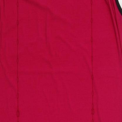 Print Fusion Womens Pink Geometric Polyester T-Shirt Dress  Size S  Scoop Neck Pullover