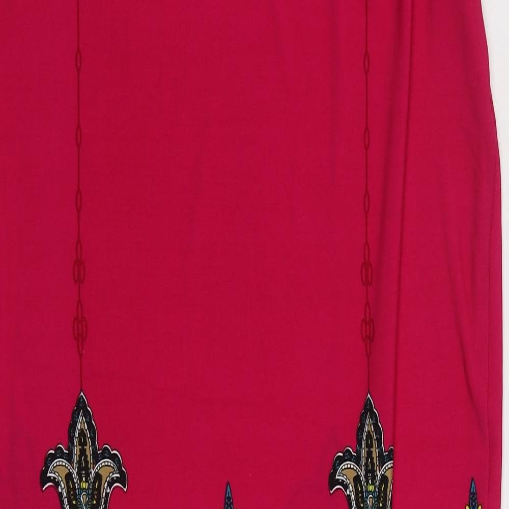 Print Fusion Womens Pink Geometric Polyester T-Shirt Dress  Size S  Scoop Neck Pullover