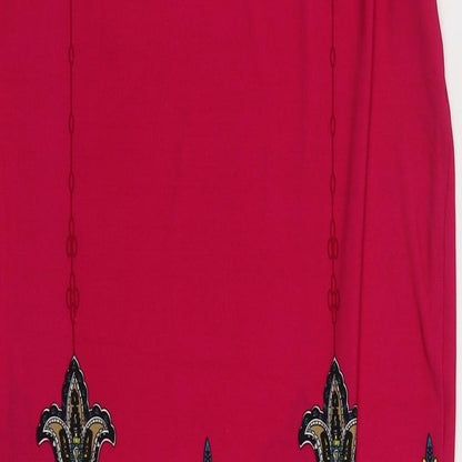 Print Fusion Womens Pink Geometric Polyester T-Shirt Dress  Size S  Scoop Neck Pullover