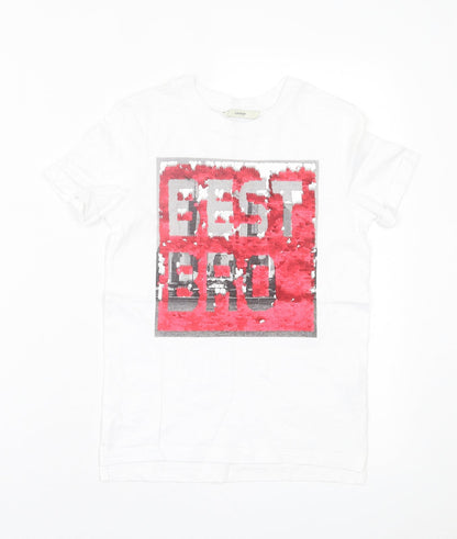 George Boys White  Cotton Basic T-Shirt Size 7-8 Years Crew Neck Pullover - Best Bro