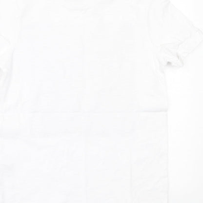 George Boys White  Cotton Basic T-Shirt Size 7-8 Years Crew Neck Pullover - Best Bro