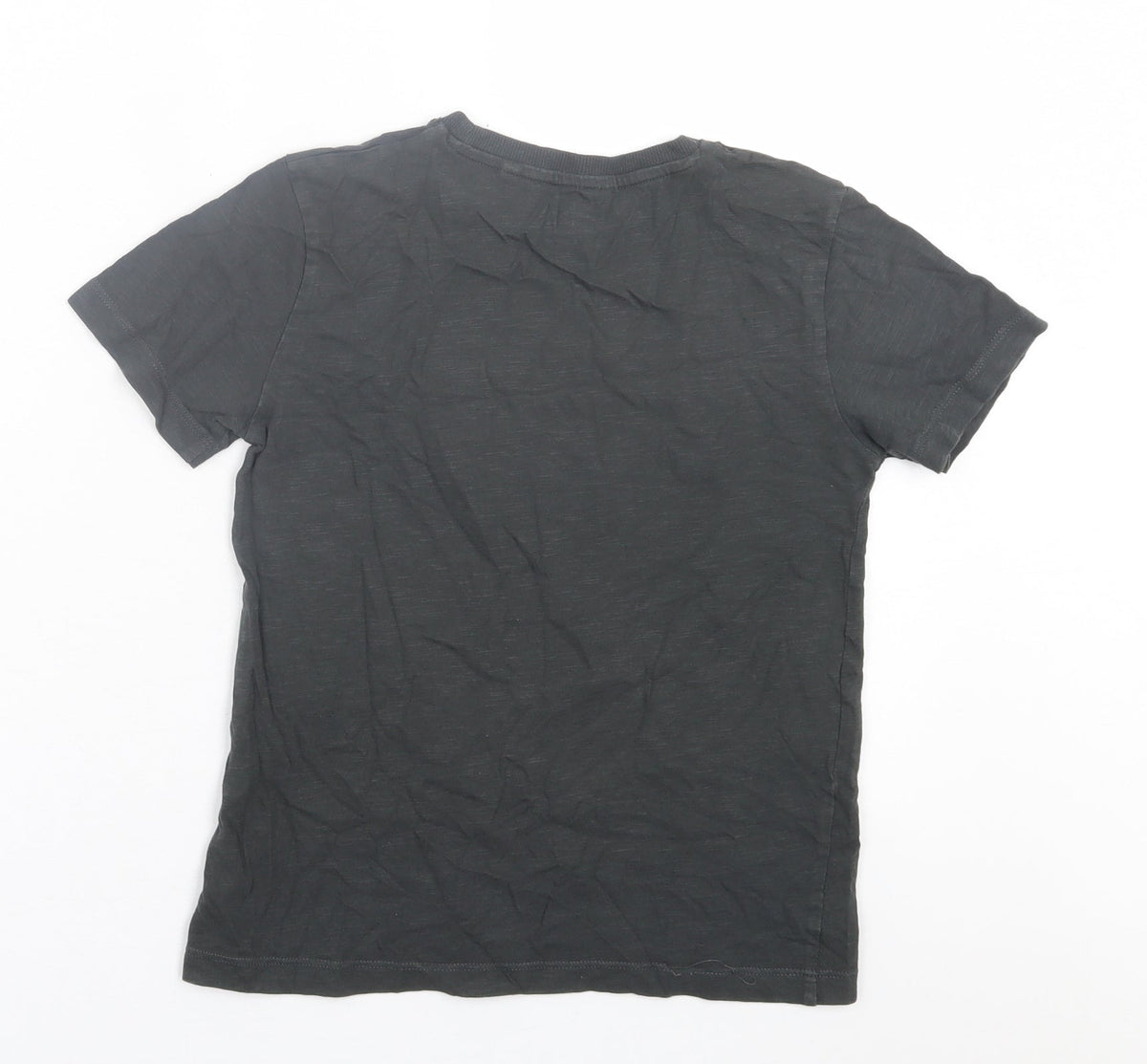 NEXT Boys Grey  Cotton Basic T-Shirt Size 8 Years Crew Neck Pullover