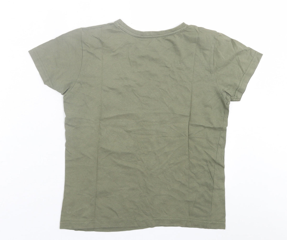 Primark Boys Green  Cotton Basic T-Shirt Size 9-10 Years Crew Neck Pullover