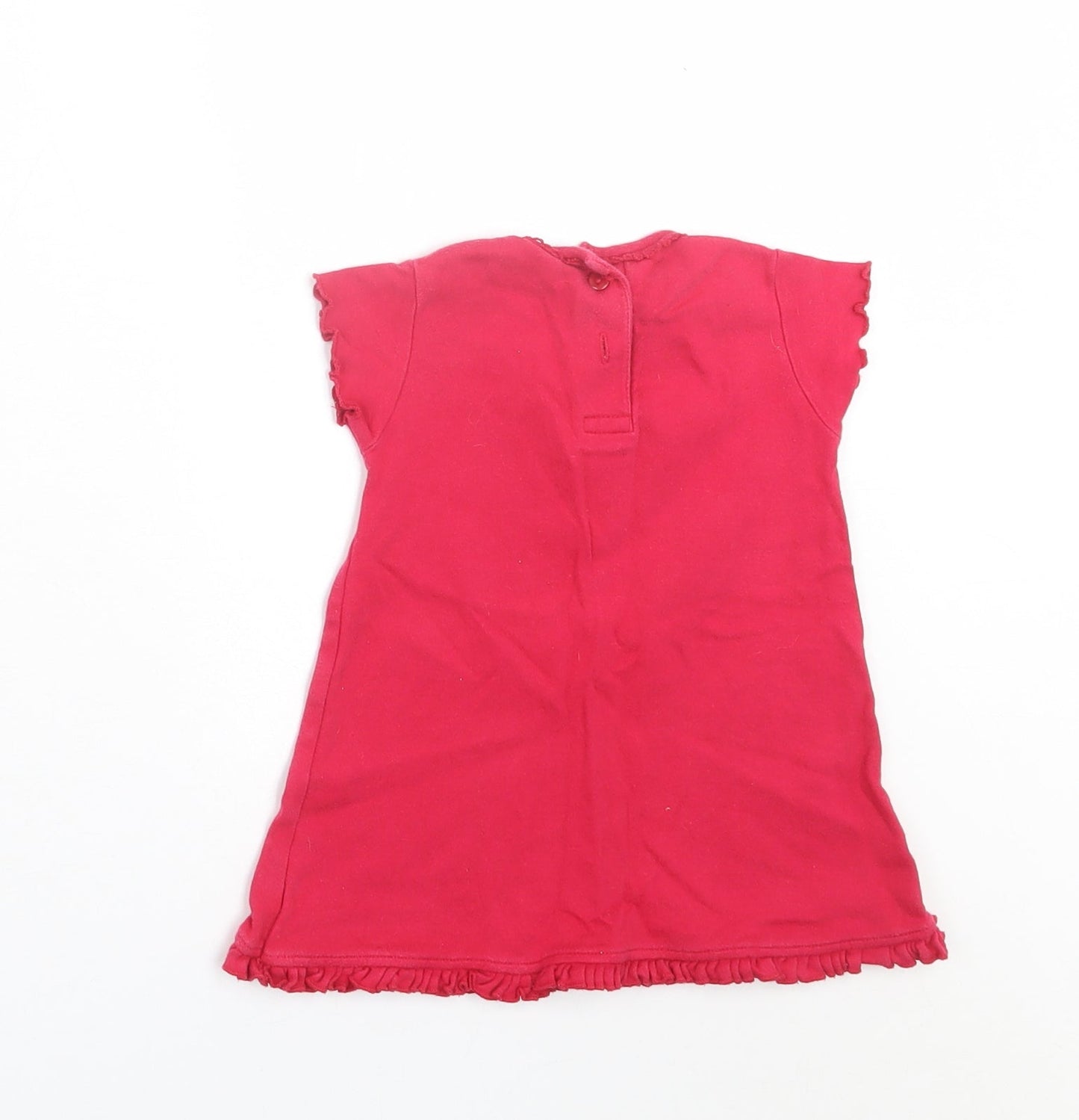 George Girls Pink  Cotton T-Shirt Dress  Size 3-6 Months  Crew Neck Button