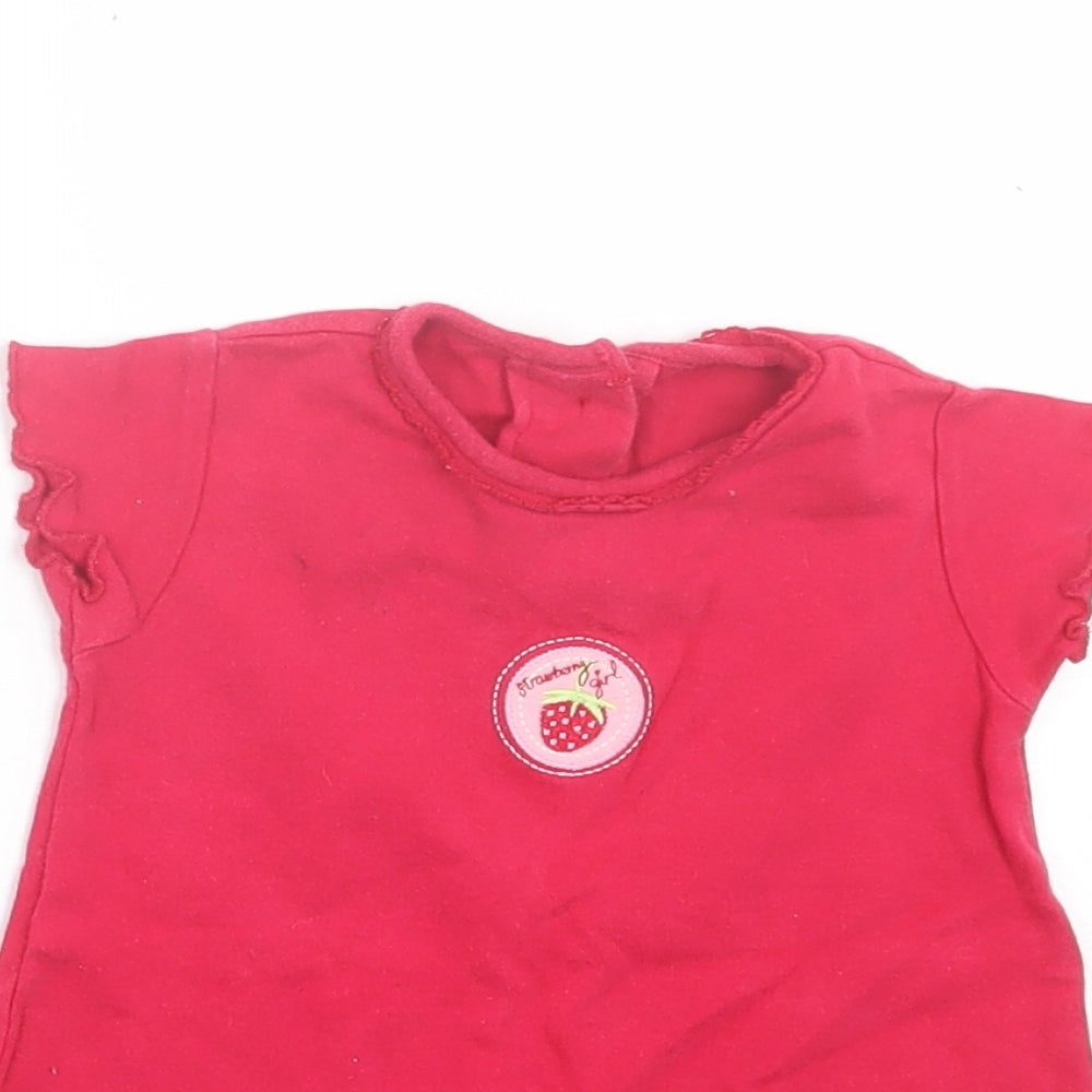 George Girls Pink  Cotton T-Shirt Dress  Size 3-6 Months  Crew Neck Button