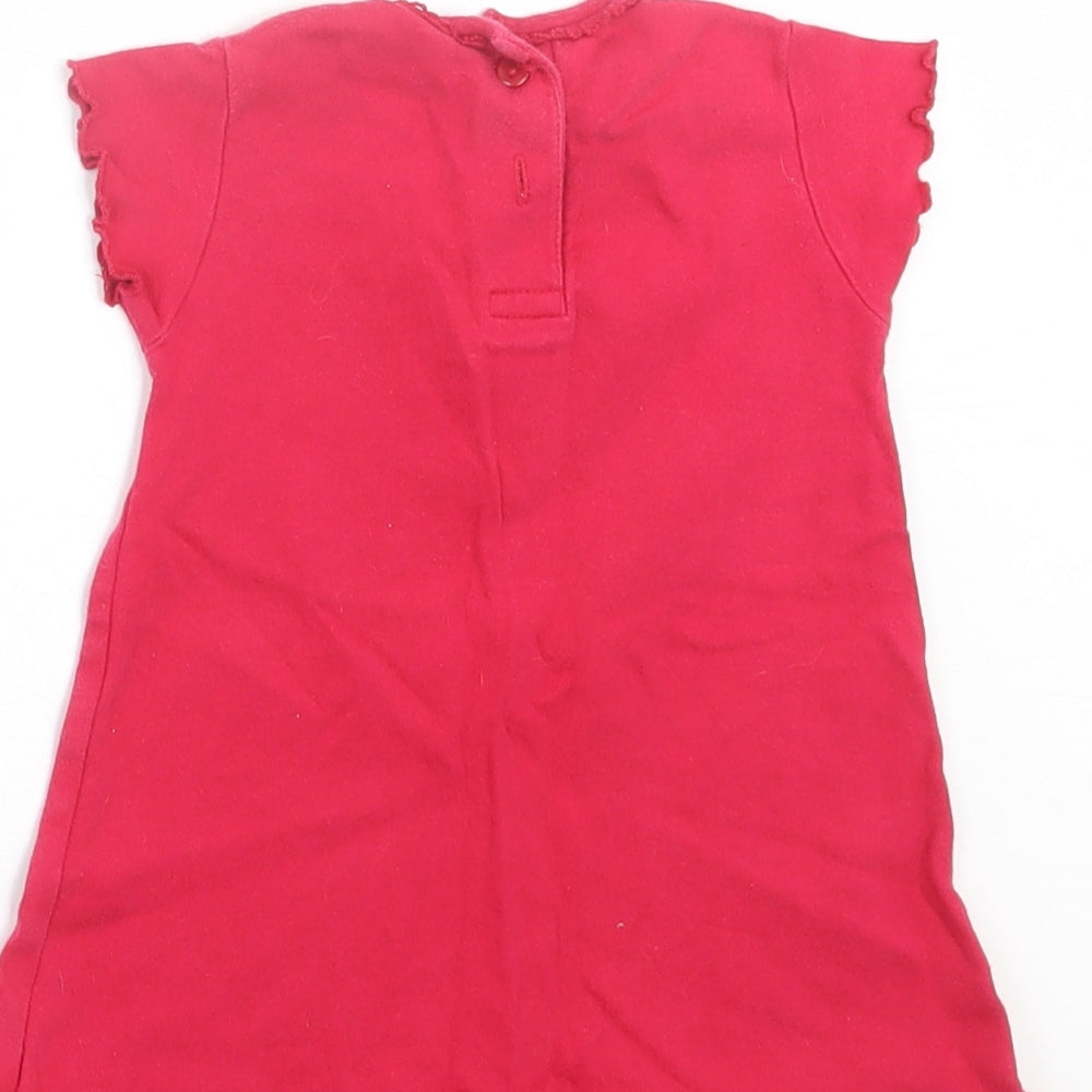 George Girls Pink  Cotton T-Shirt Dress  Size 3-6 Months  Crew Neck Button