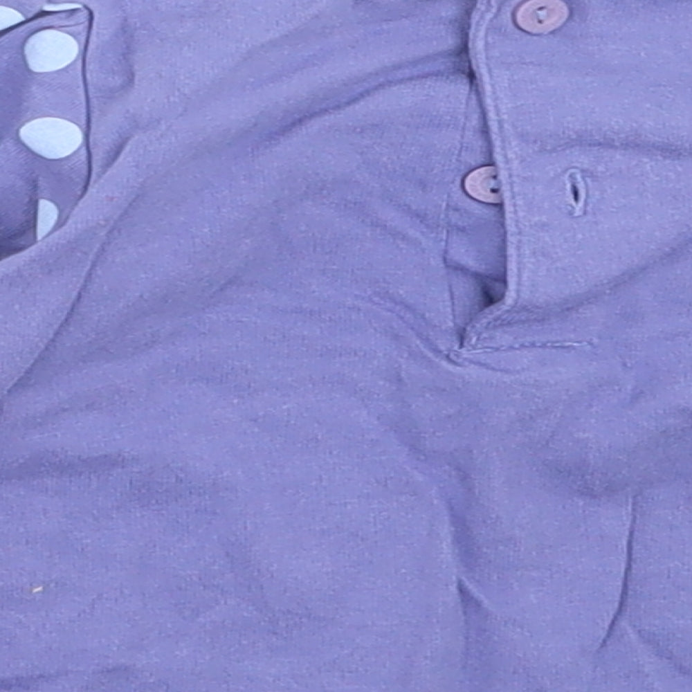 M&Co Girls Purple Polka Dot Cotton Basic Casual Size 3-6 Months Crew Neck Button