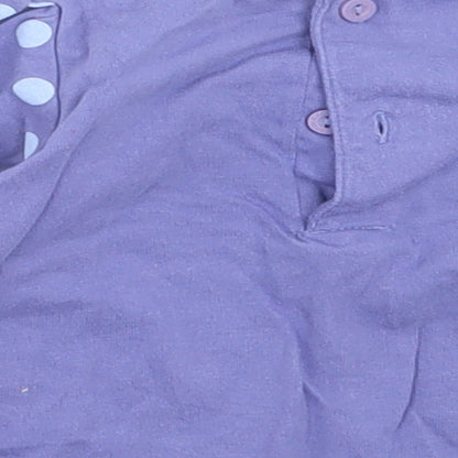 M&Co Girls Purple Polka Dot Cotton Basic Casual Size 3-6 Months Crew Neck Button