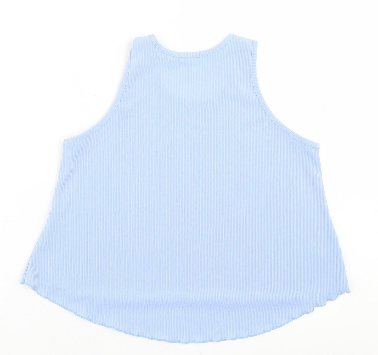 Boohoo Womens Blue  Polyester Basic Tank Size 8 Crew Neck - Lettuce Edging