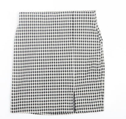 New Look Womens Grey Plaid Polyester Straight & Pencil Skirt Size 6