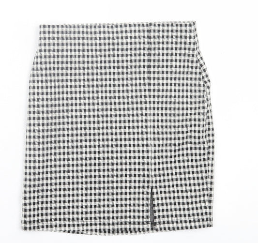 New Look Womens Grey Plaid Polyester Straight & Pencil Skirt Size 6