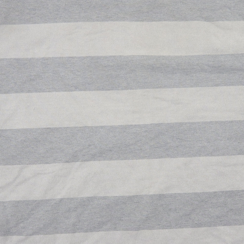 NEXT Mens Grey Crew Neck Striped Cotton Pullover Jumper Size L