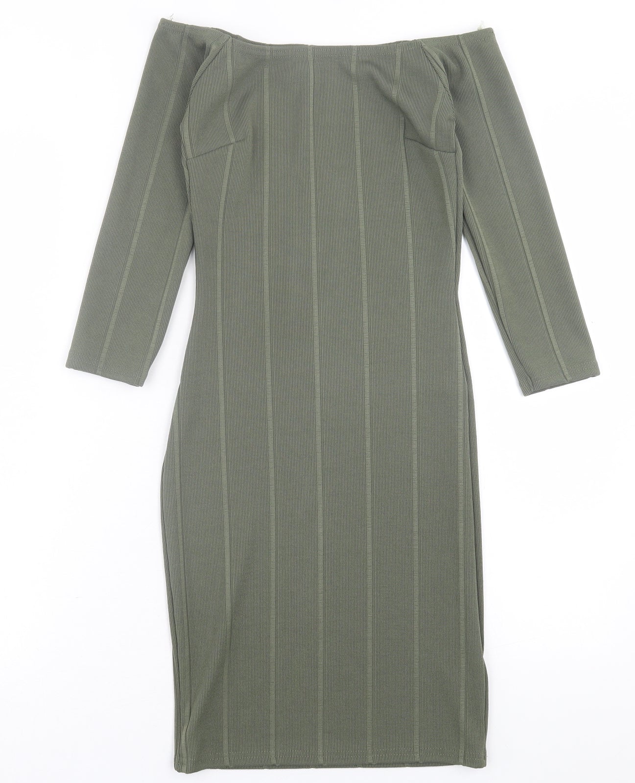 Miss Selfridge Womens Green  Polyester Bodycon  Size 8  Off the Shoulder Pullover