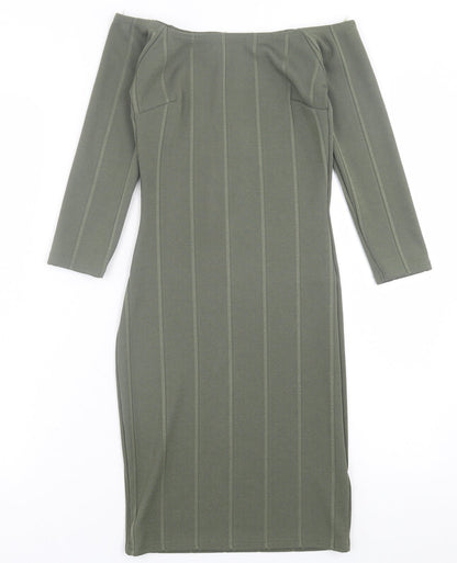 Miss Selfridge Womens Green  Polyester Bodycon  Size 8  Off the Shoulder Pullover