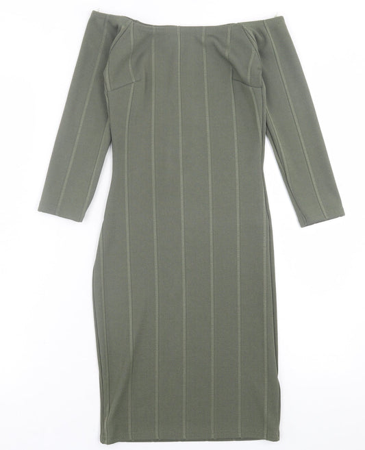 Miss Selfridge Womens Green  Polyester Bodycon  Size 8  Off the Shoulder Pullover