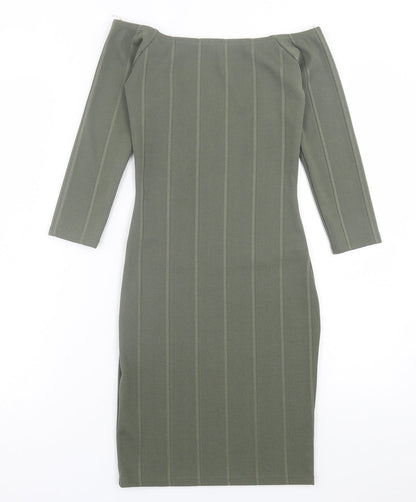 Miss Selfridge Womens Green  Polyester Bodycon  Size 8  Off the Shoulder Pullover