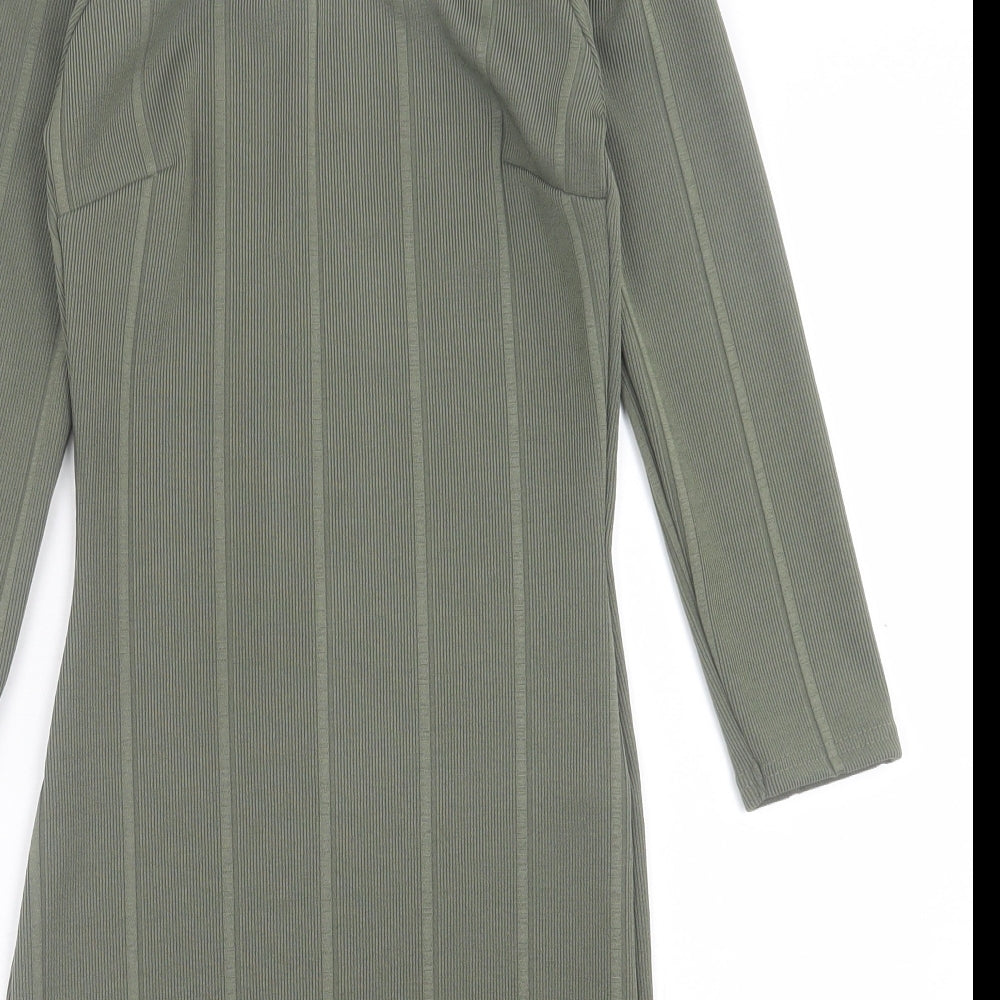 Miss Selfridge Womens Green  Polyester Bodycon  Size 8  Off the Shoulder Pullover