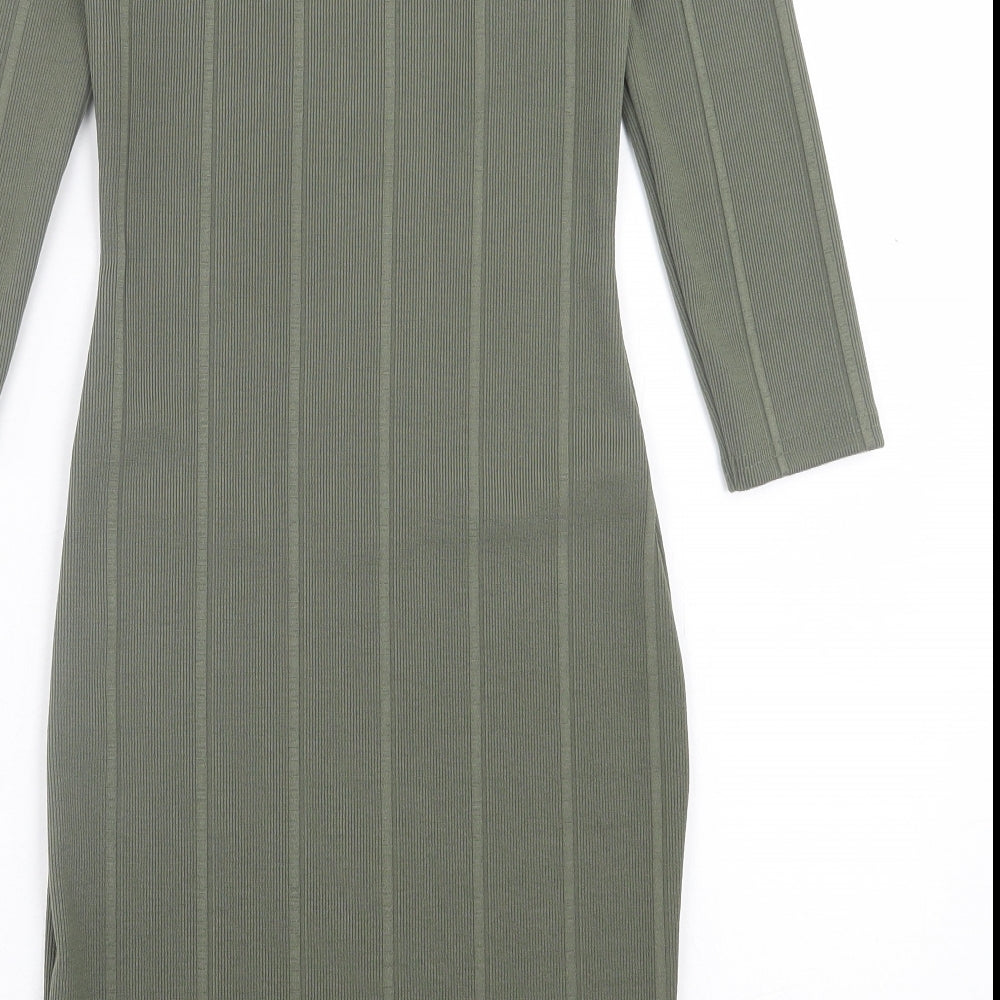 Miss Selfridge Womens Green  Polyester Bodycon  Size 8  Off the Shoulder Pullover