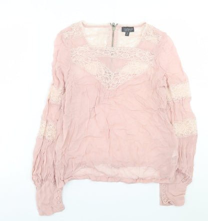 Topshop Womens Pink  Viscose Basic Blouse Size 10 Collared