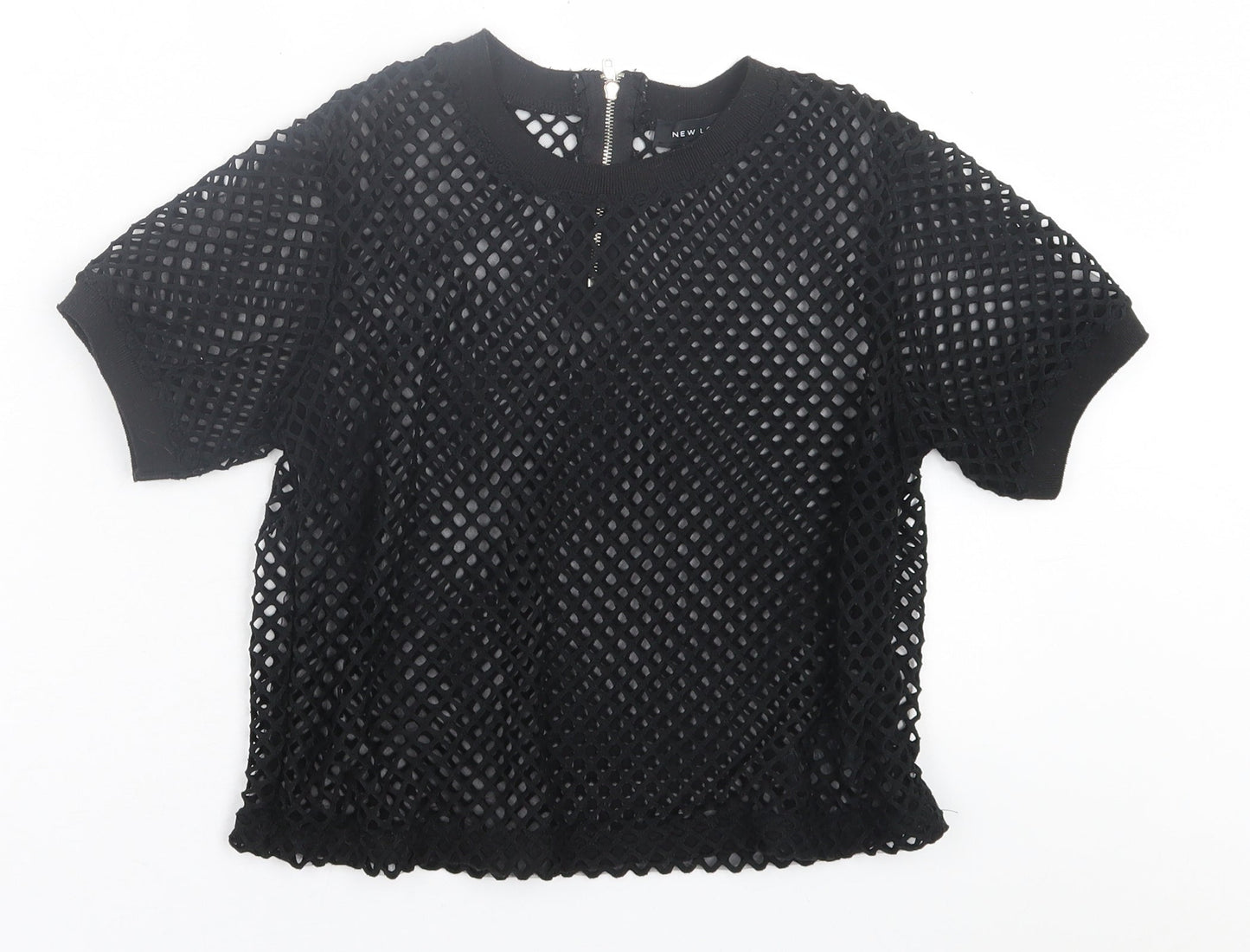 Womens UK Size 8 New Look Black Cropped T-Shirt