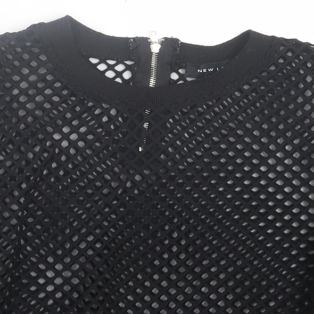 Womens UK Size 8 New Look Black Cropped T-Shirt