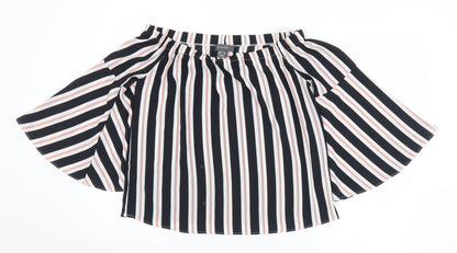 Primark Womens Multicoloured Striped Polyester Basic Blouse Size 10 Off the Shoulder