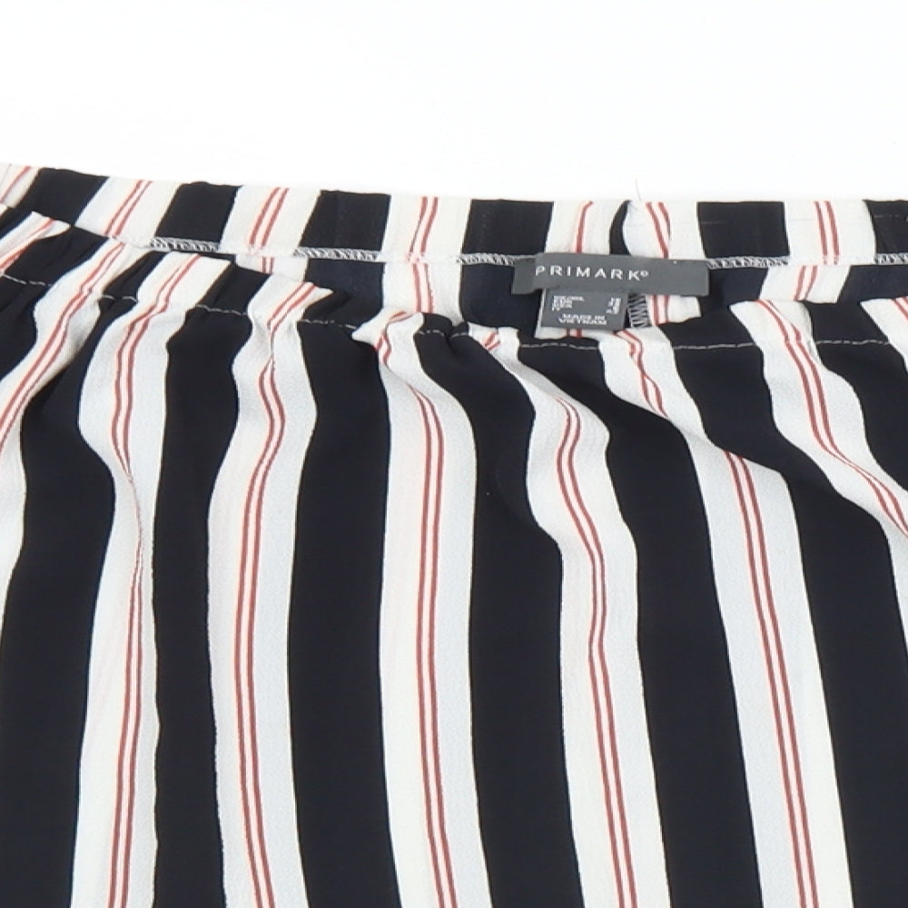 Primark Womens Multicoloured Striped Polyester Basic Blouse Size 10 Off the Shoulder