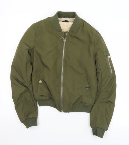 Womens UK Size 6 Missguided Green Bomber Jacket