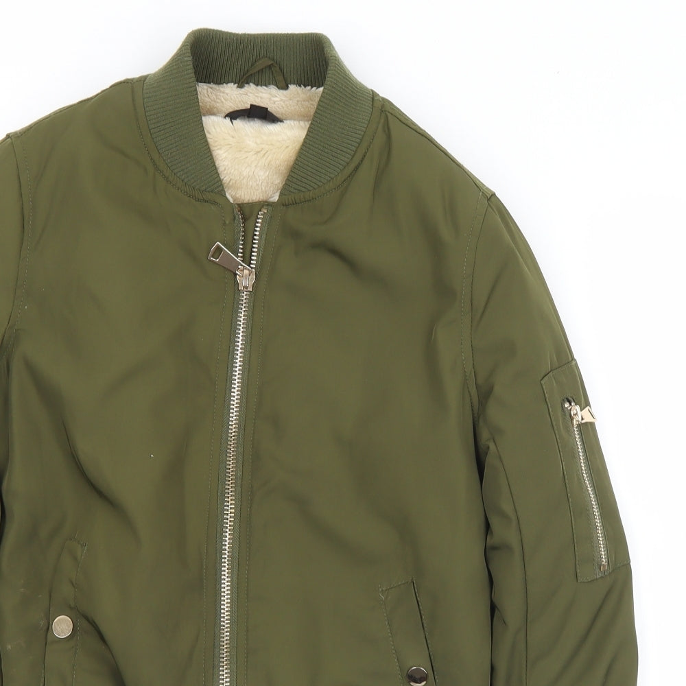 Womens UK Size 6 Missguided Green Bomber Jacket