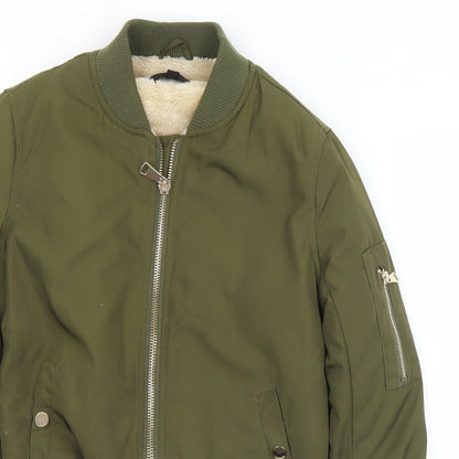 Womens UK Size 6 Missguided Green Bomber Jacket