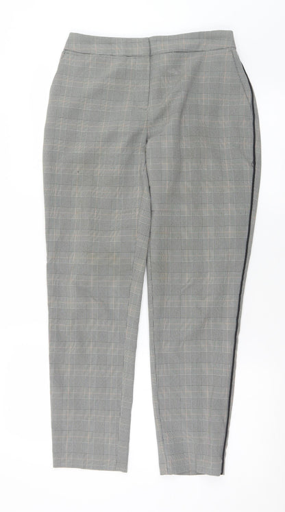 Nutmeg Womens Grey Plaid Polyester Dress Pants Trousers Size 10 L28 in Regular Button