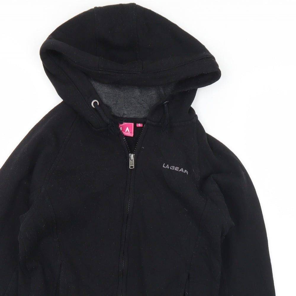 LA Gear Womens Black  Polyester Full Zip Hoodie Size 6  Zip