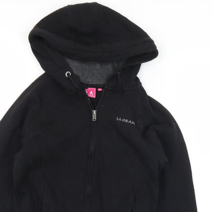 LA Gear Womens Black  Polyester Full Zip Hoodie Size 6  Zip