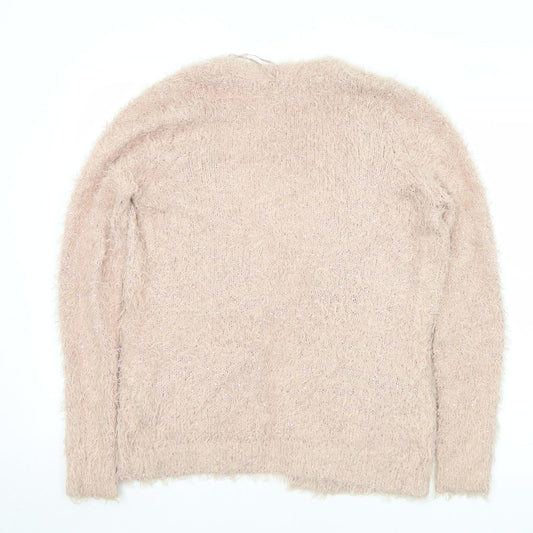 Heart &  Soul Womens Pink Collared  Polyester Cardigan Jumper Size 12