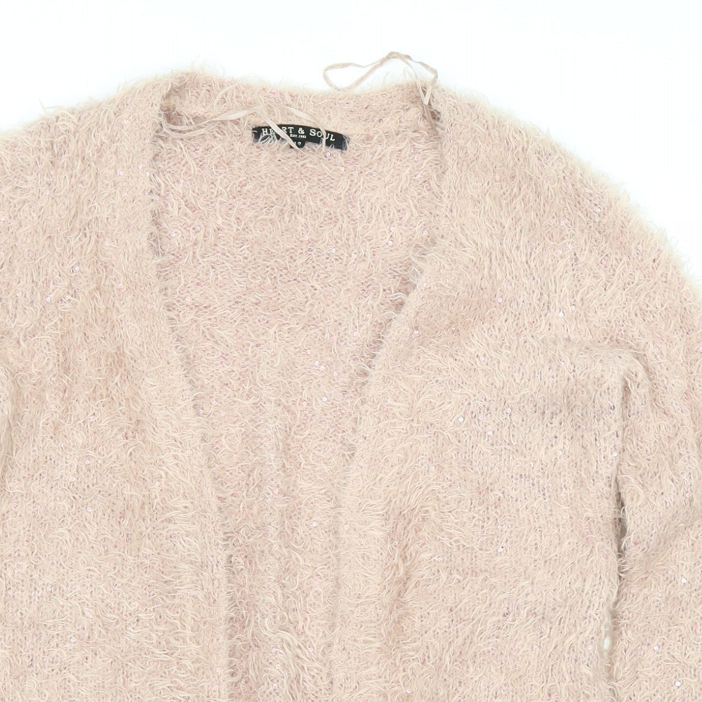 Heart &  Soul Womens Pink Collared  Polyester Cardigan Jumper Size 12