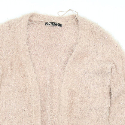 Heart &  Soul Womens Pink Collared  Polyester Cardigan Jumper Size 12